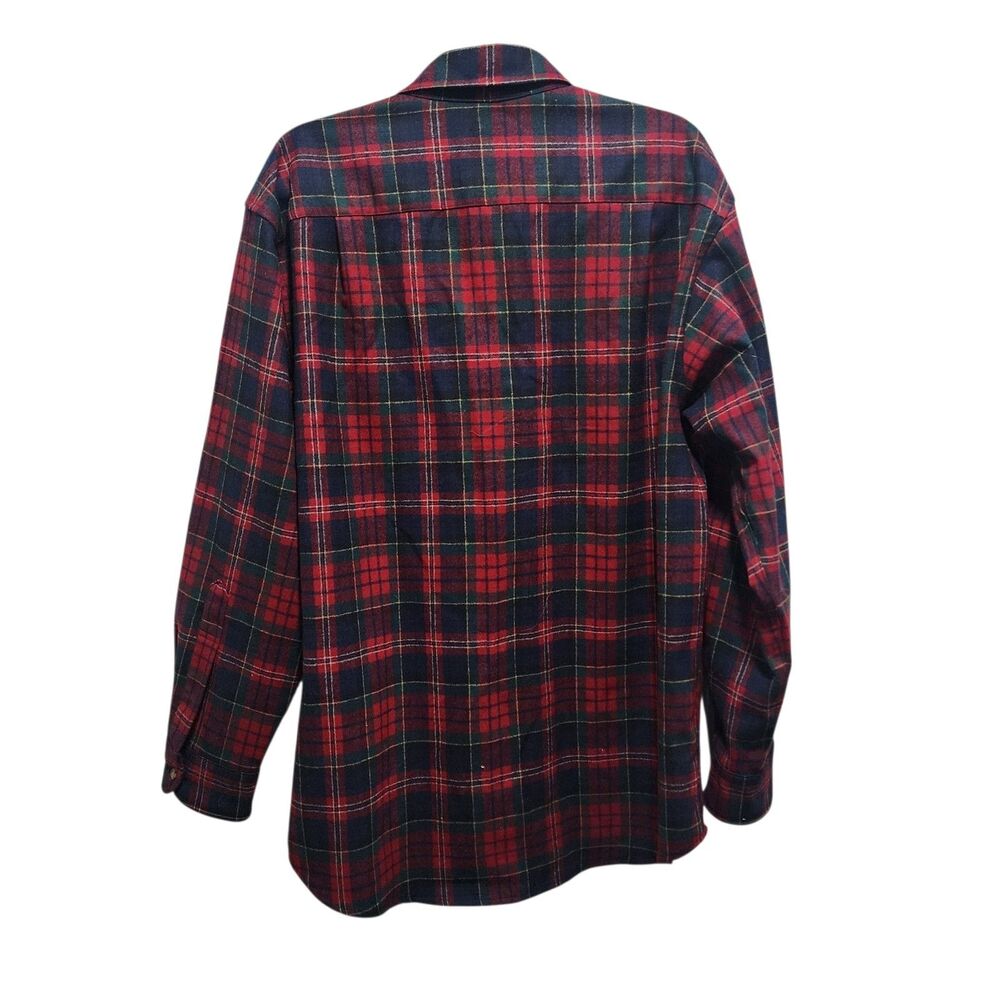 Pendleton Fireside Shirt Men’s L Red Plaid 100% Virgin Wool Vintage Button Front - Picture 3 of 4